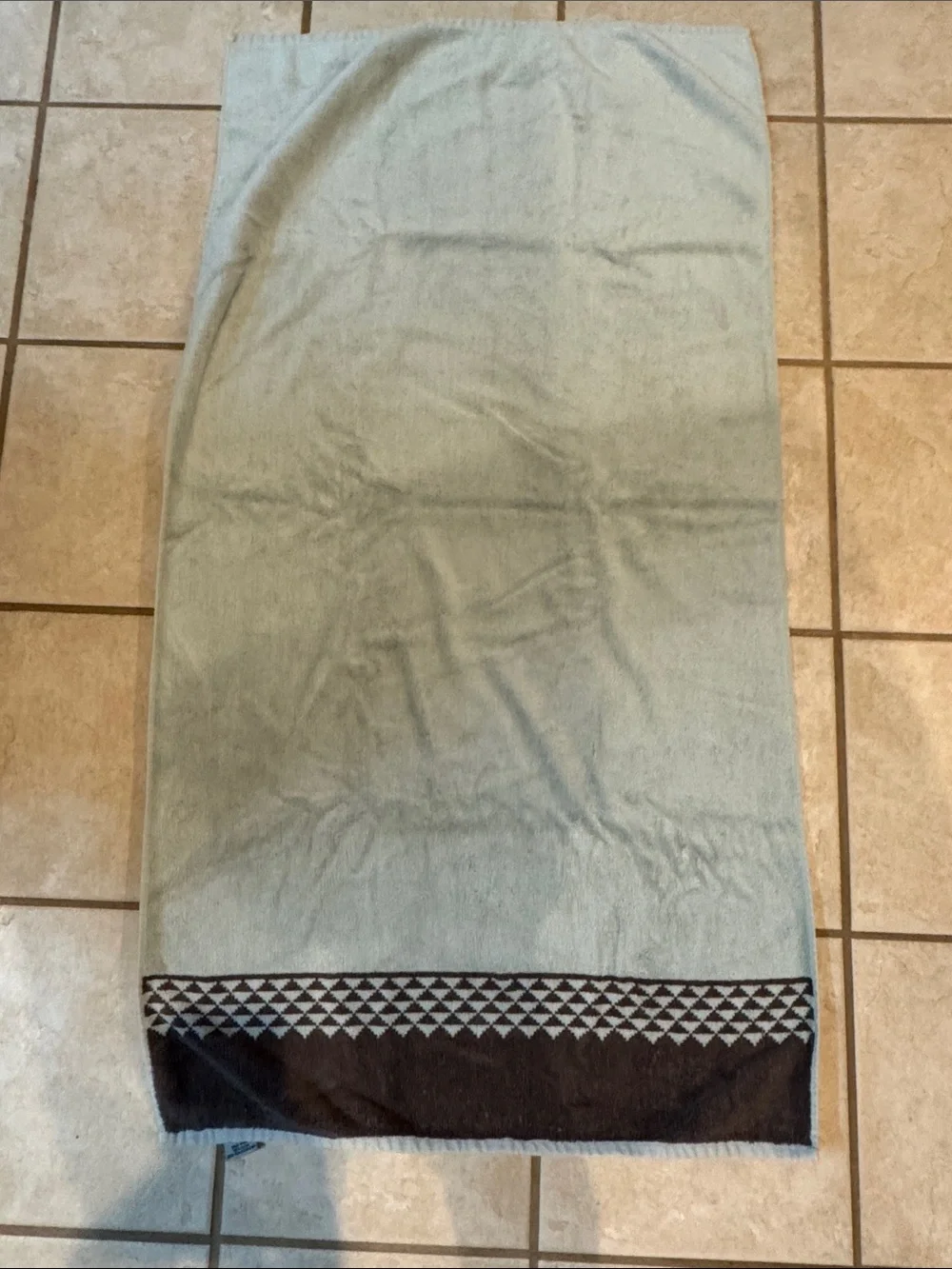 Apt. 9 Light Teal Or Green and Brown Cotton Bath Towels with Geometric Border 5